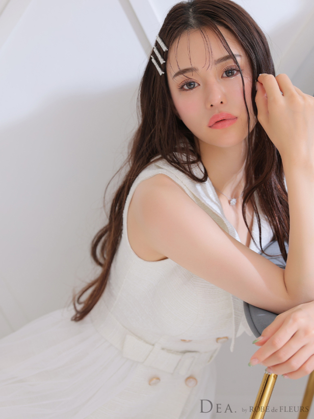 Lサイズあり】トレンチツイードフレアミディアムキャバドレス(DE3204) 