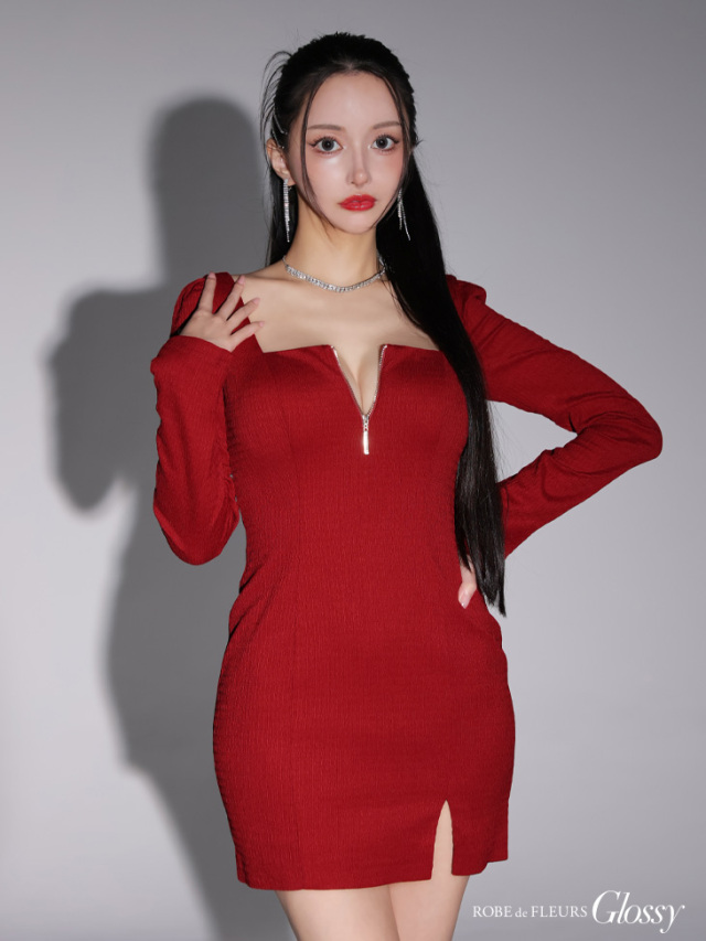 Lサイズあり】ロングスリーブタイトミニキャバドレス(GL3239) 