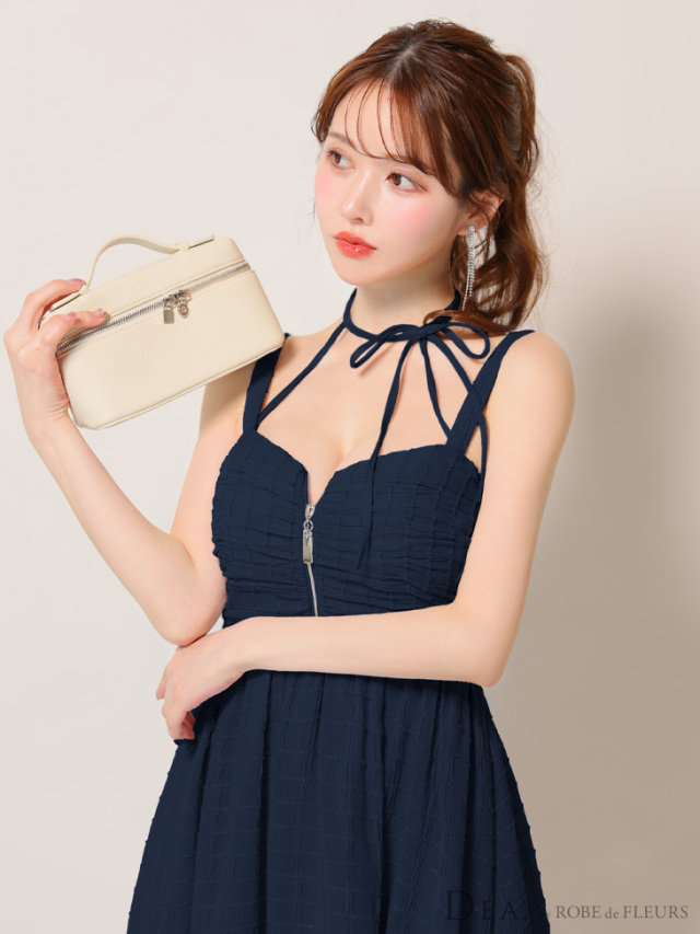 Lサイズあり】ホルターリボン取り外し可能♥バストジップ刺繍  