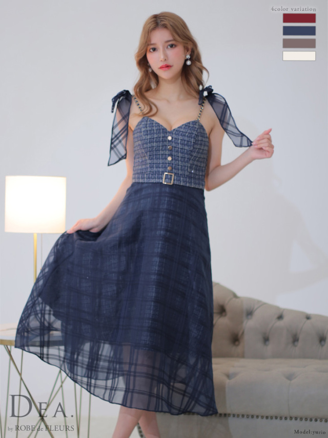 ラメツイード ロングスリーブシースルータイトドレス キャバドレス  