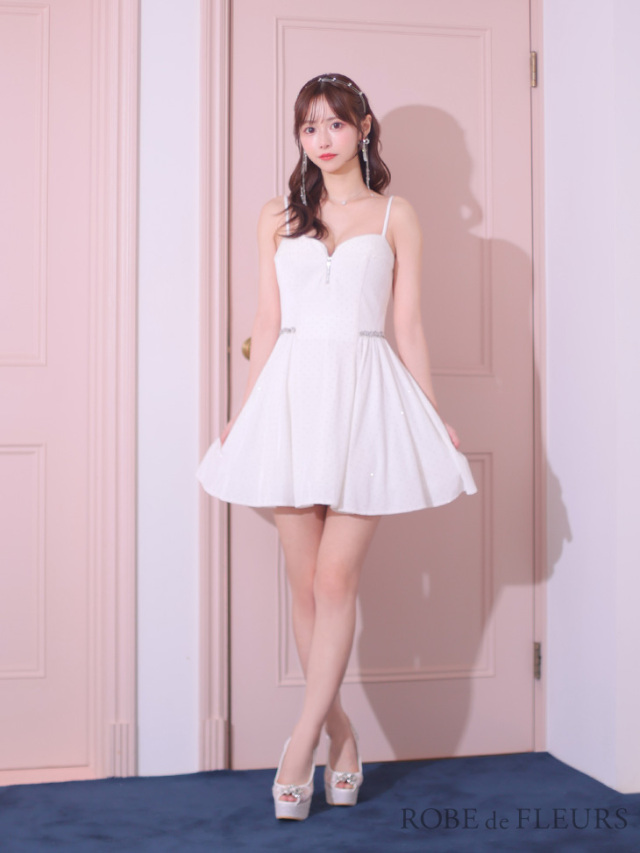 XSサイズあり】ストーン付きベロアウエストビジューフレアミニキャバ  