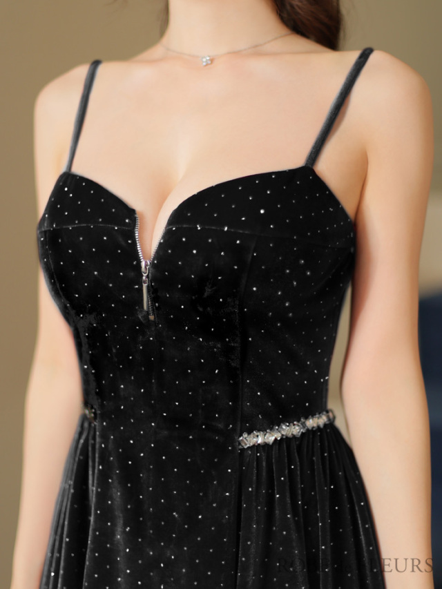 XSサイズあり】ストーン付きベロアウエストビジューフレアミニキャバ  