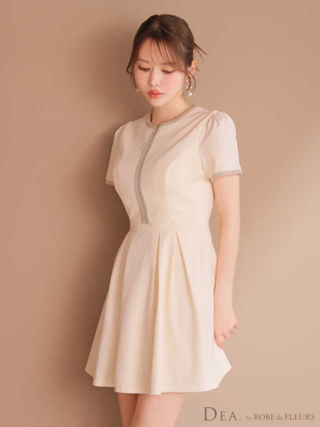 【XS~Lサイズあり】クラシカルフロントパイピングフレアミニキャバドレス(DE3357)