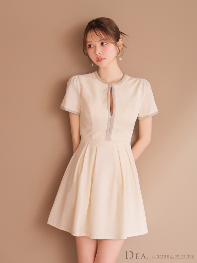 【XS~Lサイズあり】クラシカルフロントパイピングフレアミニキャバドレス(DE3357)
