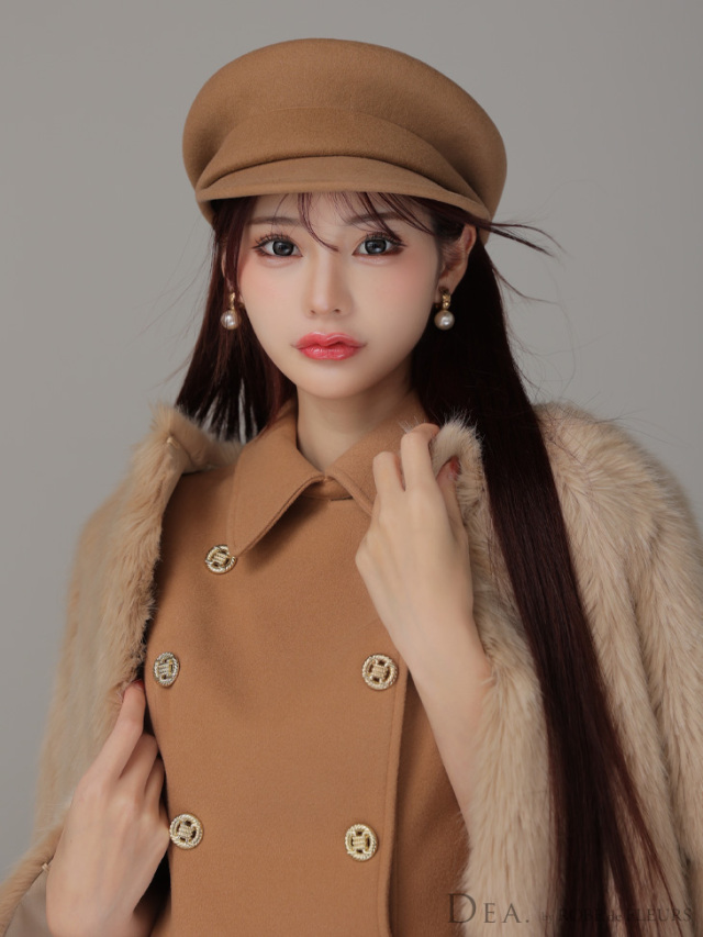 【XSサイズあり】襟付きノースリーブダブルボタンフレアミニキャバドレス(DE3365)