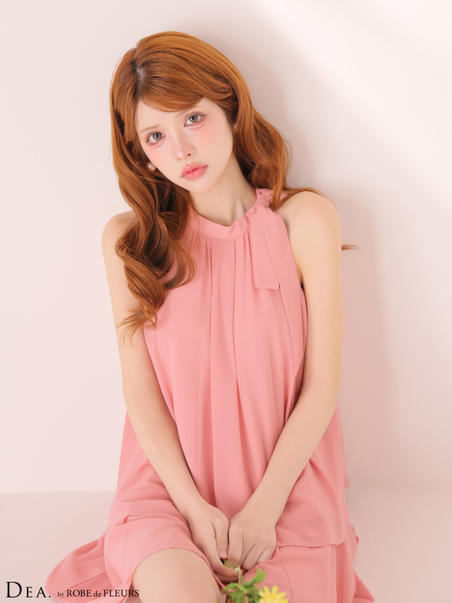 Lサイズあり】サテンシフォンフレアセットアップミニキャバドレス(DE3372)