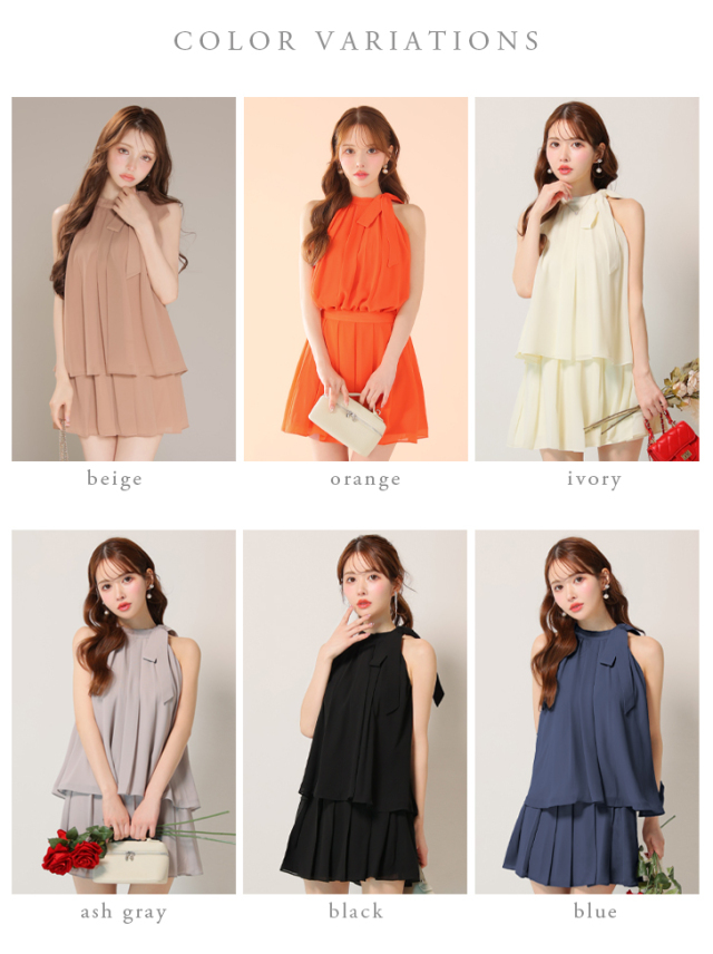 Lサイズあり】サテンシフォンフレアセットアップミニキャバドレス(DE3372) 