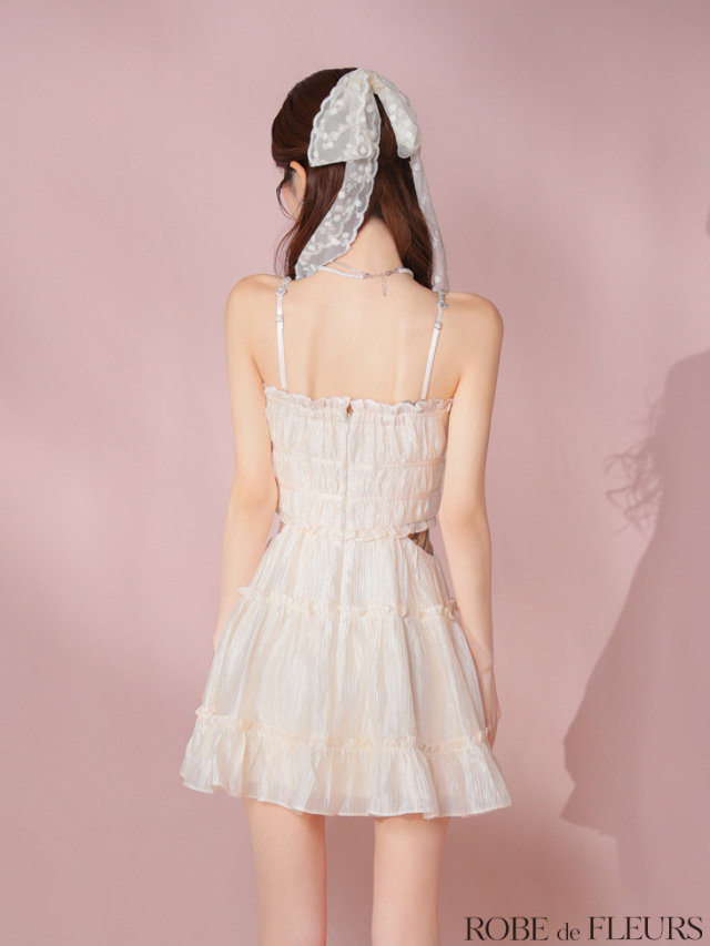 fm3377 ブラックS ローブドフルールSugarキャバドレス XSサイズあり【ROBE de FLEURS/ローブドフルール】シャーリング
