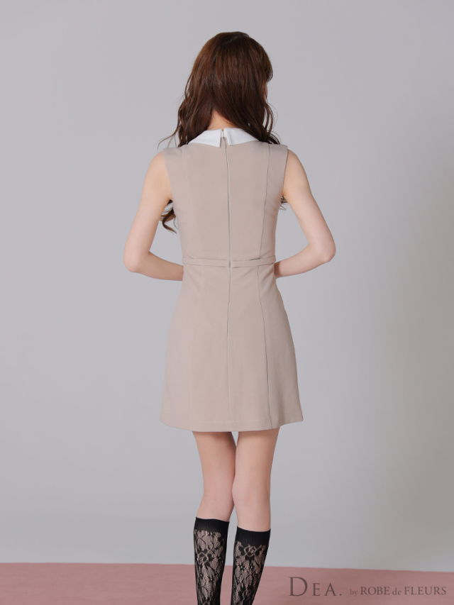 XS～Lサイズあり】襟付きノースリーブシンプルタイトミニキャバドレス