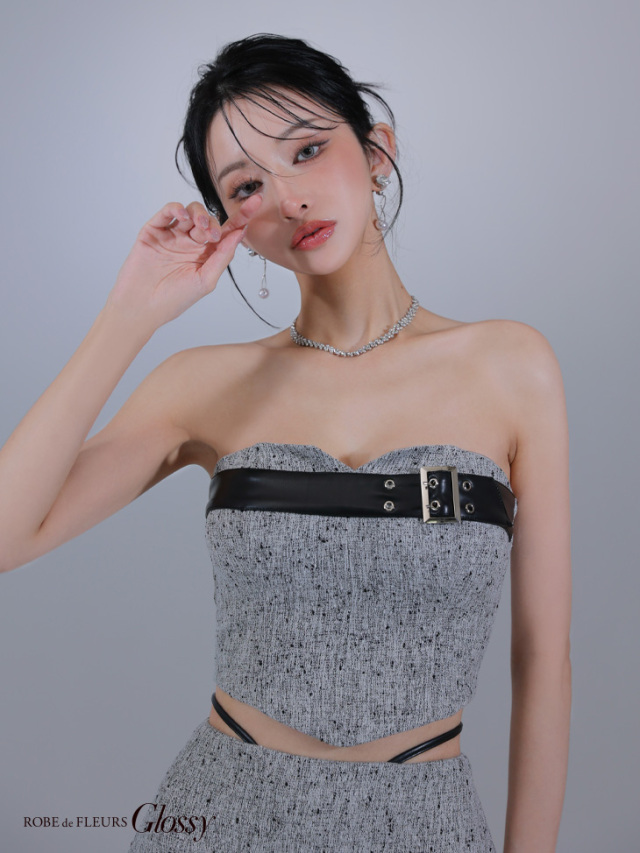 XSサイズあり】ベルトトップスセットアップフレアミニキャバ