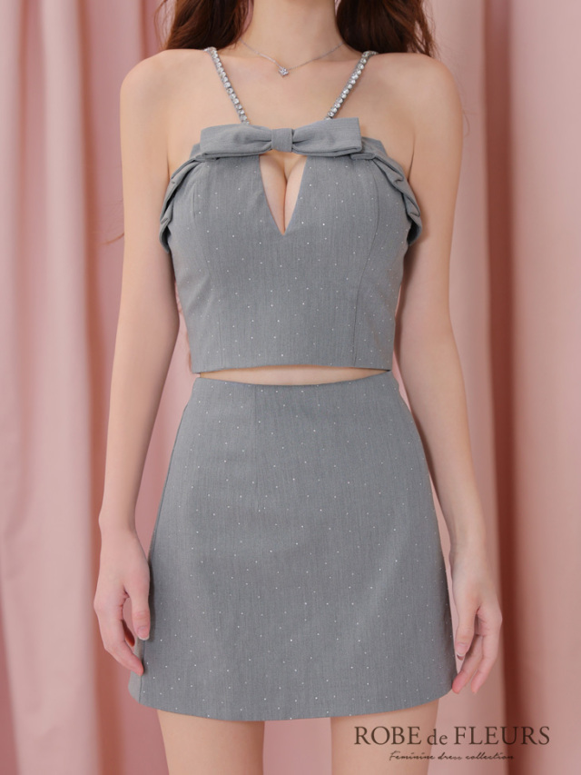 XSサイズあり】バストリボンキュートセットアップタイトミニキャバ