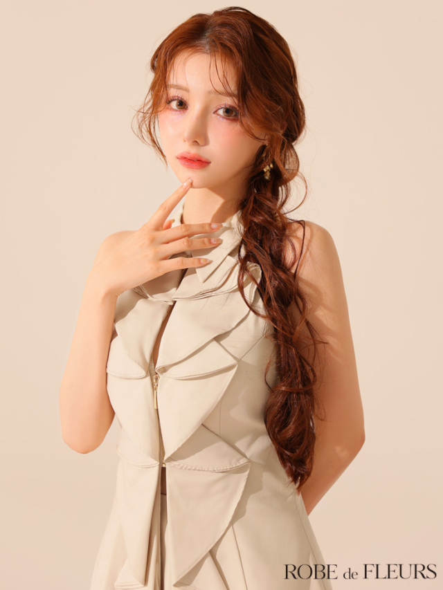 マリー XS～Lサイズあり】ガーリーローズレースサテンミニキャバドレス