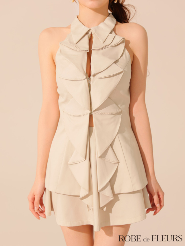 XS～Lサイズあり】ガーリーローズレースサテンミニキャバドレス