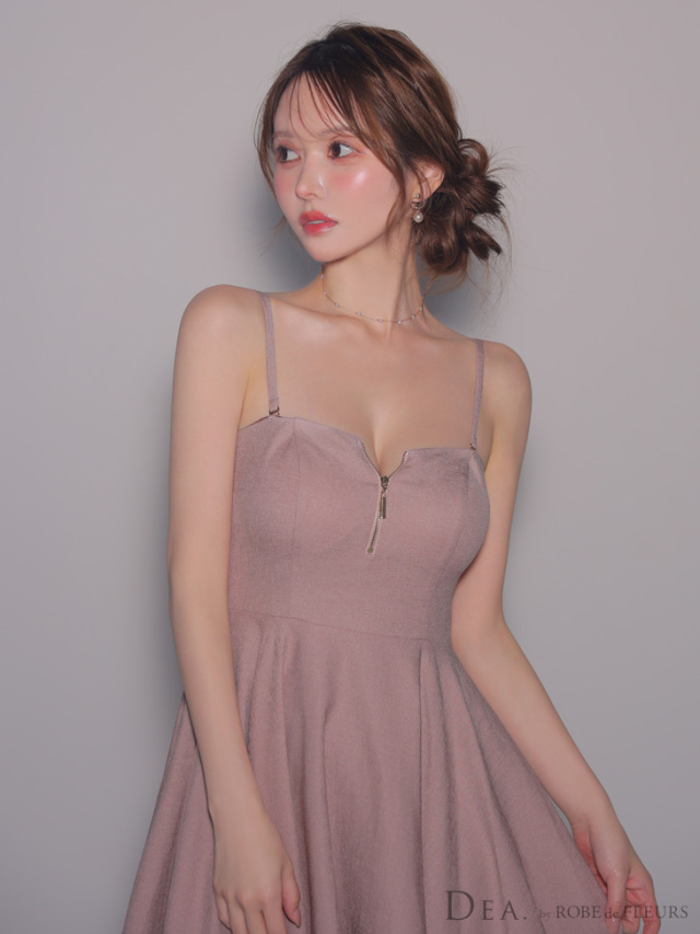 XS～Lサイズあり】チュールレイヤードセンタージップフレア