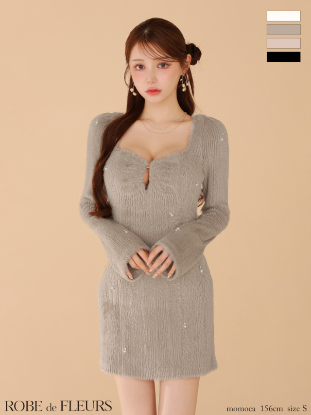 XS～Lサイズあり】ガーリーローズレースサテンミニキャバドレス(fm4203)