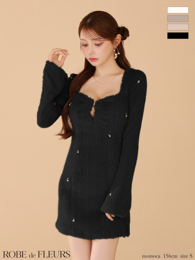 XS～Lサイズあり】ガーリーローズレースサテンミニキャバドレス(fm4203)