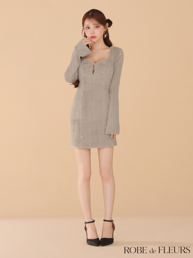 XS～Lサイズあり】ガーリーローズレースサテンミニキャバドレス(fm4203)