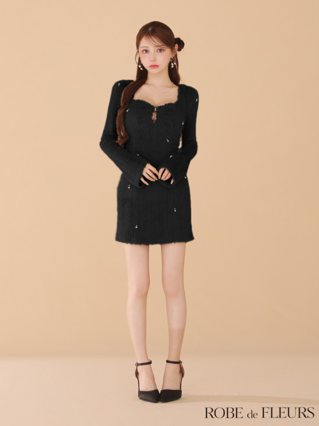 XS～Lサイズあり】ガーリーローズレースサテンミニキャバドレス(fm4203)