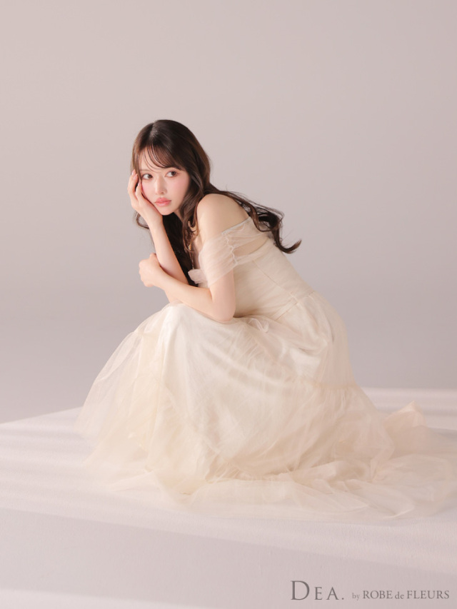 ディア バイ ローブドフルールラメチュールオフショルダーロングキャバドレス XS～Lサイズあり】ラメチュールオフショルダーロングキャバドレス(DE3481)