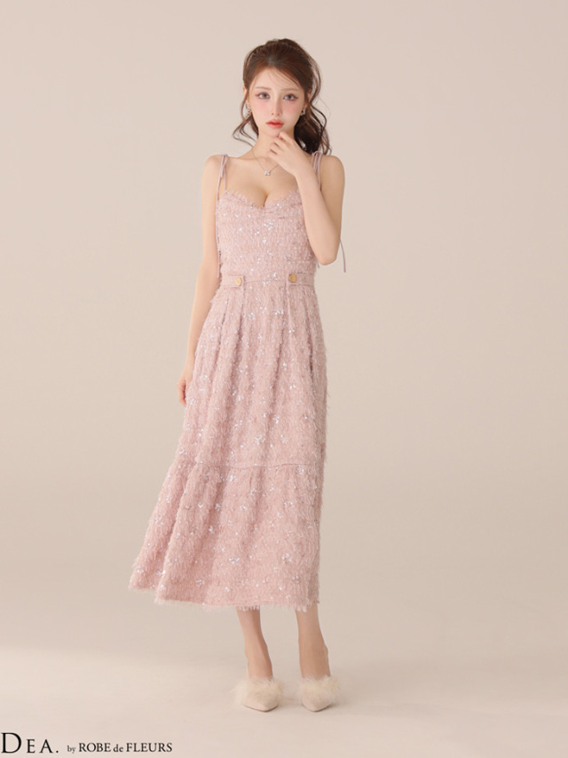 XS～Lサイズあり】スパンコールチュールフレアロングキャバドレス(DE3485)