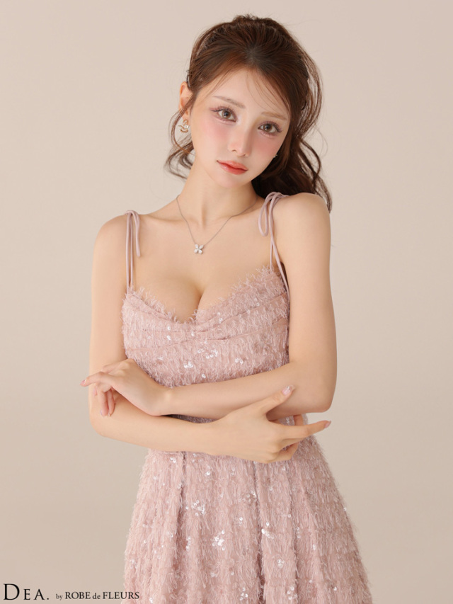 XS～Lサイズあり】スパンコールチュールフレアロングキャバドレス(DE3485)