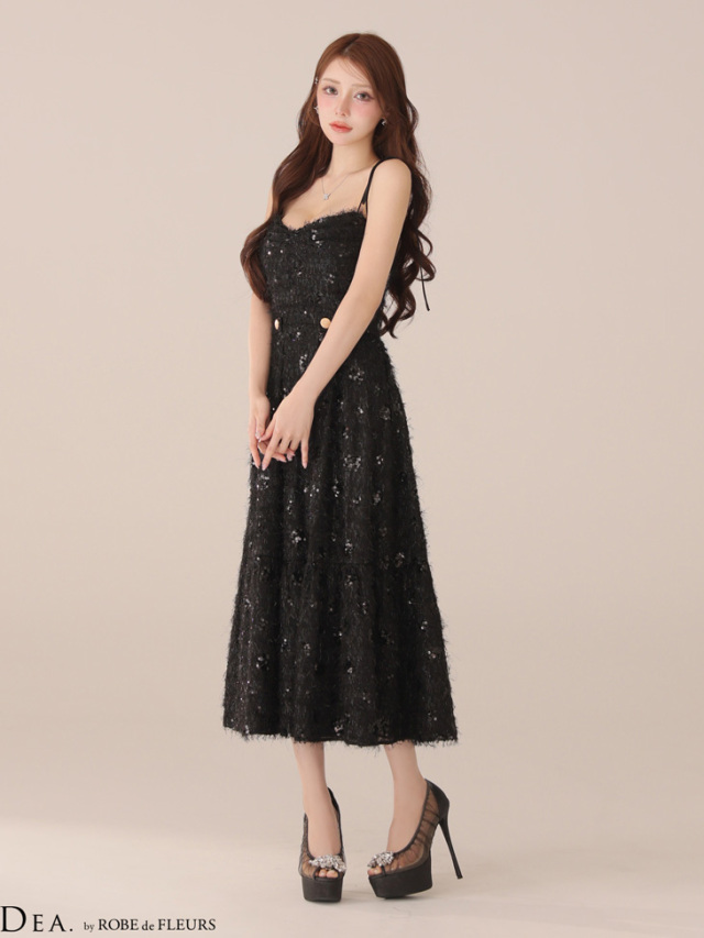 美品 チュール ロング ドレス スパンコール付き 送料無料！】刺繍スパンコールドレス/パール/キャミ/チュール/スリット