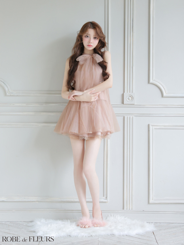 XSサイズあり】ハイネックウエストリボンフレアミニキャバドレス(fm3486)