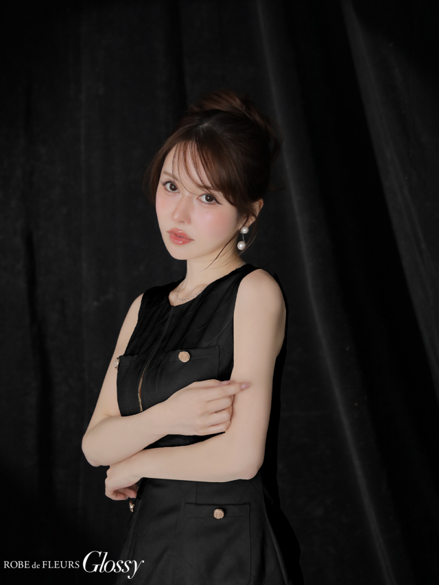 XSサイズあり】レザーVネックノースリーブミニキャバドレス(GL3492)