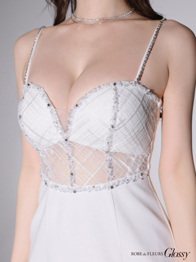 XSサイズあり】ウエストシースルービジューミニキャミキャバドレス(GL3565) 