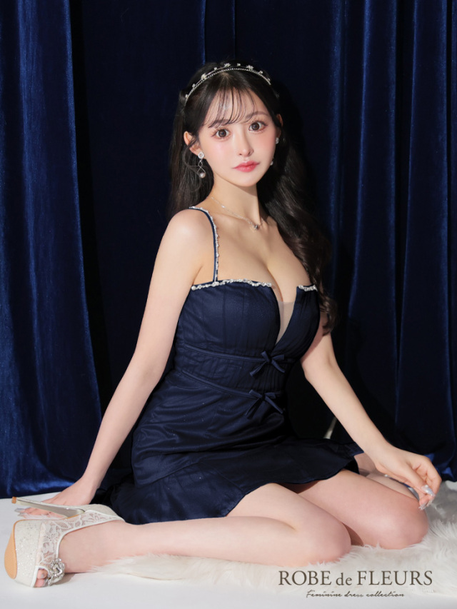 XSサイズあり】ラメチュールサテンバストビジューミニキャバドレス(fm3582) 