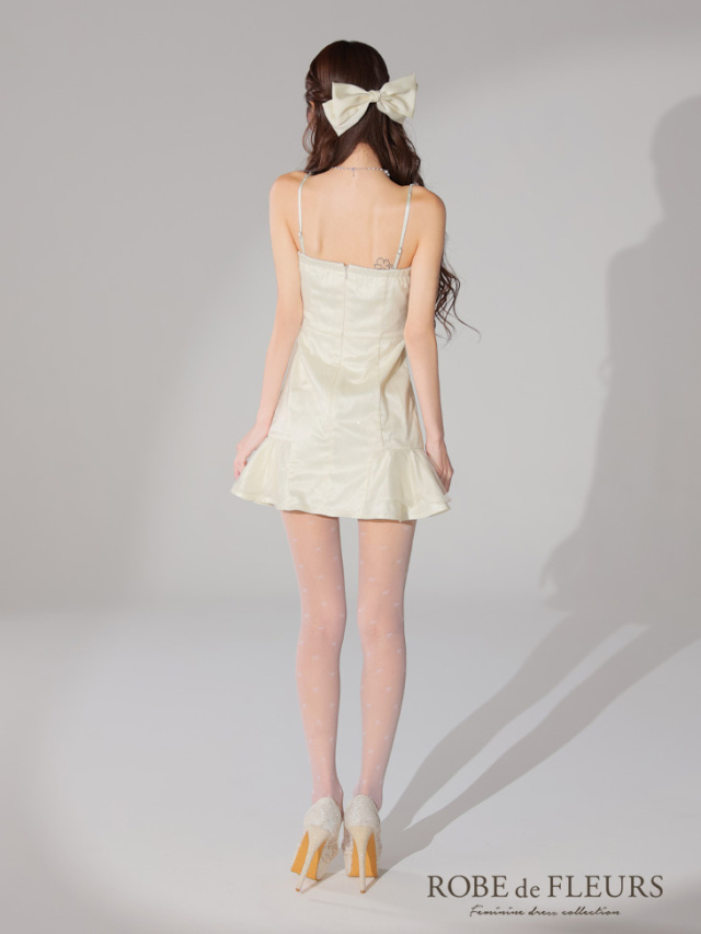 XSサイズあり】ラメチュールサテンバストビジューミニキャバドレス(fm3582) 