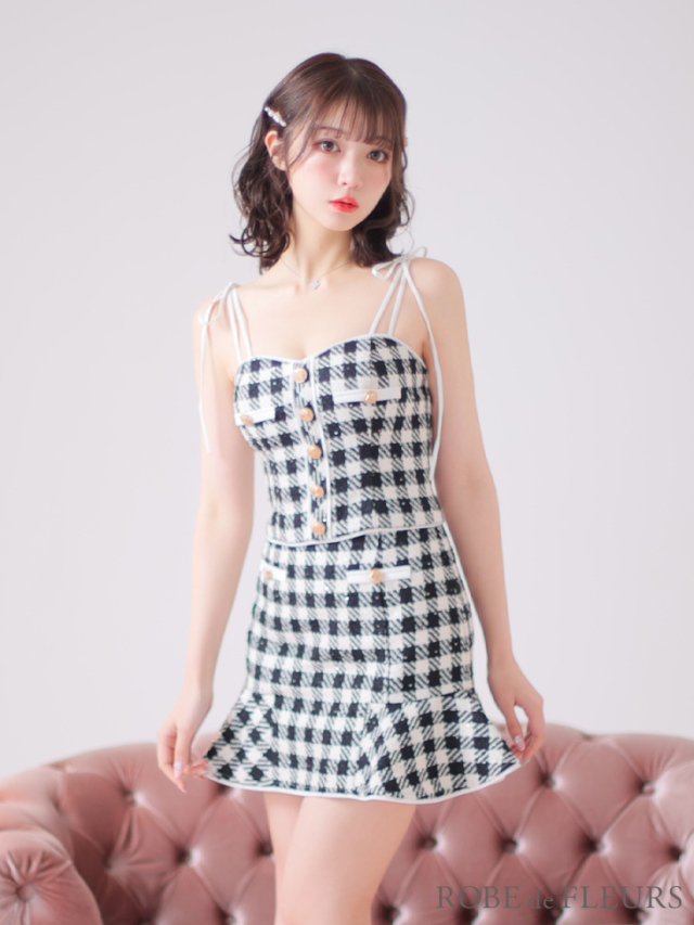ROBE de FLEURS × sugar 【XSサイズあり】メリーチェックセットアップ  