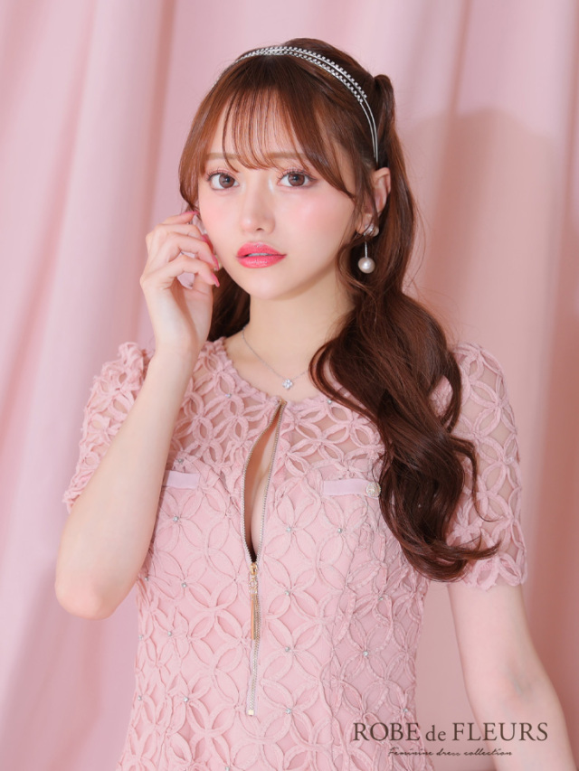 XSサイズあり】シースルーレースビジューバストジップミニキャバドレス  