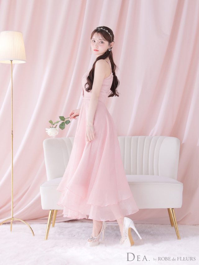 Lサイズあり】サマーツイードティアードフレアオーガンジーロング  