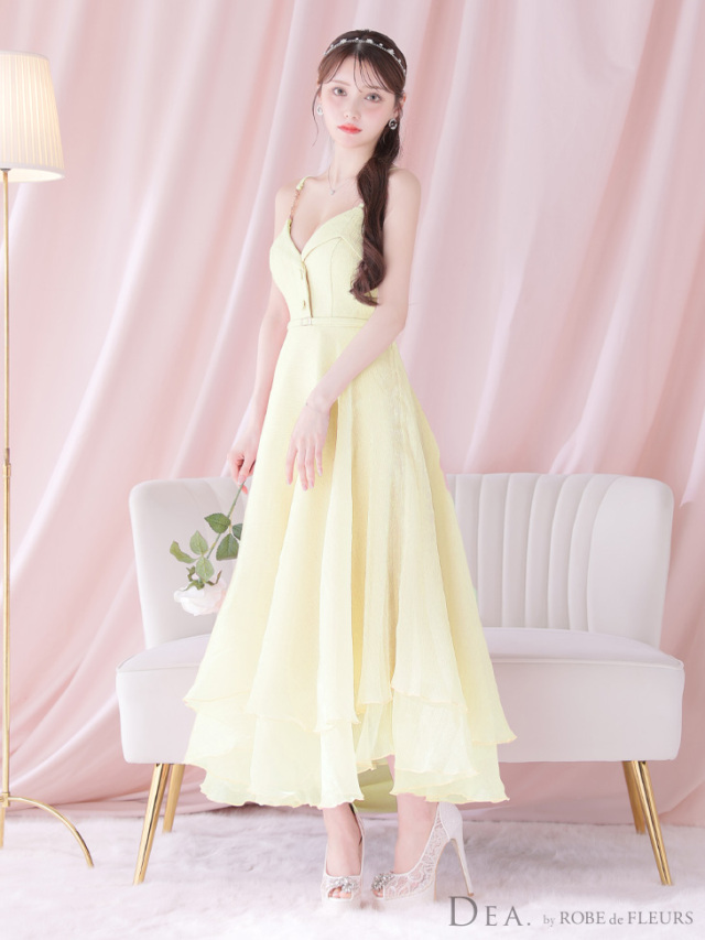 Lサイズあり】サマーツイードティアードフレアオーガンジーロング  