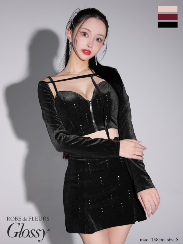 XSサイズあり】2way♥ラメベロアセットアップミニキャバドレス  