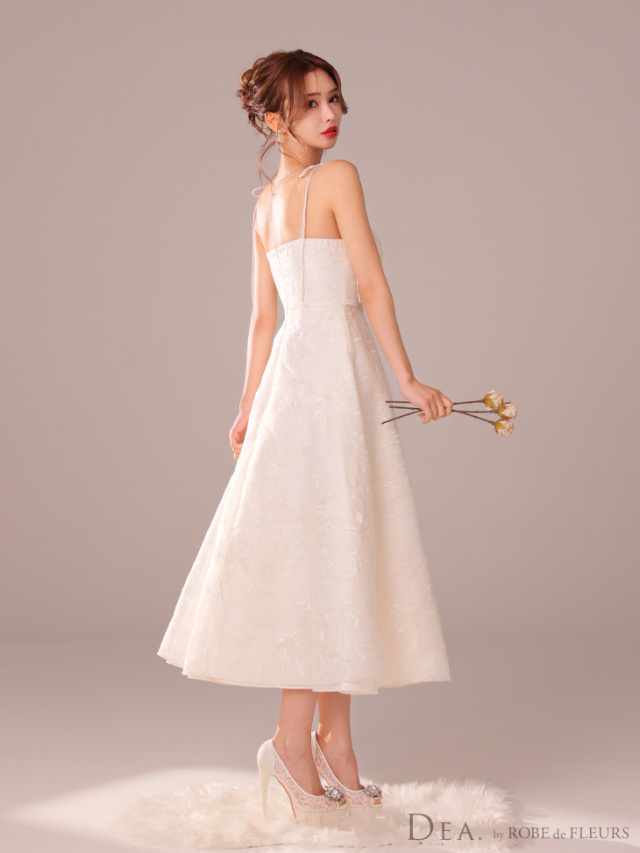 XS～Lサイズあり】花柄刺繍オーガンジーフレアロングキャバドレス(DE3766) 