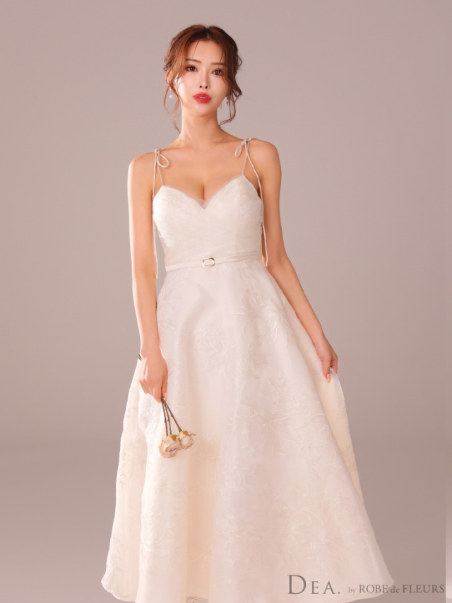 XS～Lサイズあり】花柄刺繍オーガンジーフレアロングキャバドレス(DE3766) 