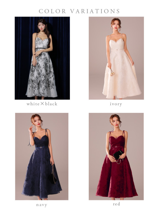 XS～Lサイズあり】花柄刺繍オーガンジーフレアロングキャバドレス(DE3766) 