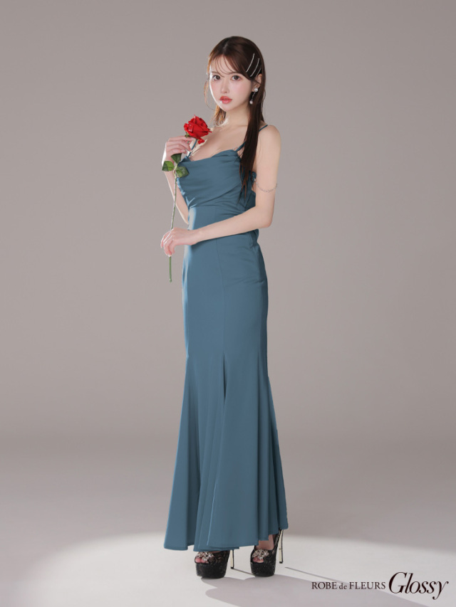 ROBE de FLEURS GL3768 ワインレッドドレス XS～Lサイズあり】サテンバストビジューロングキャバドレス(GL3768)