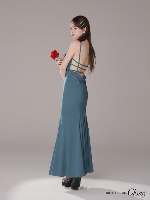 ROBE de FLEURS GL3768 ワインレッドドレス XS～Lサイズあり】サテンバストビジューロングキャバドレス(GL3768)