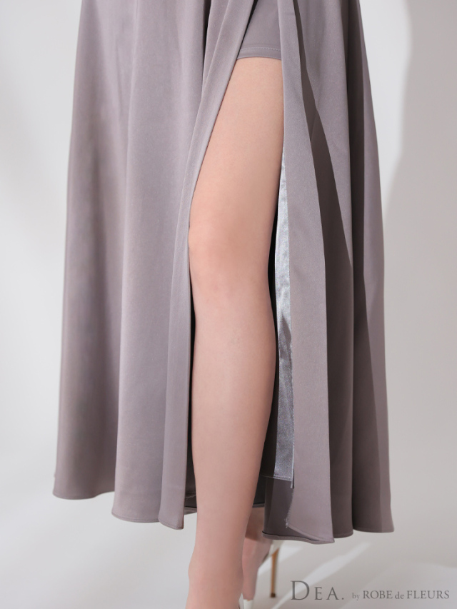 Lサイズあり】バストビジュースリットサテンキャミロングキャバドレス