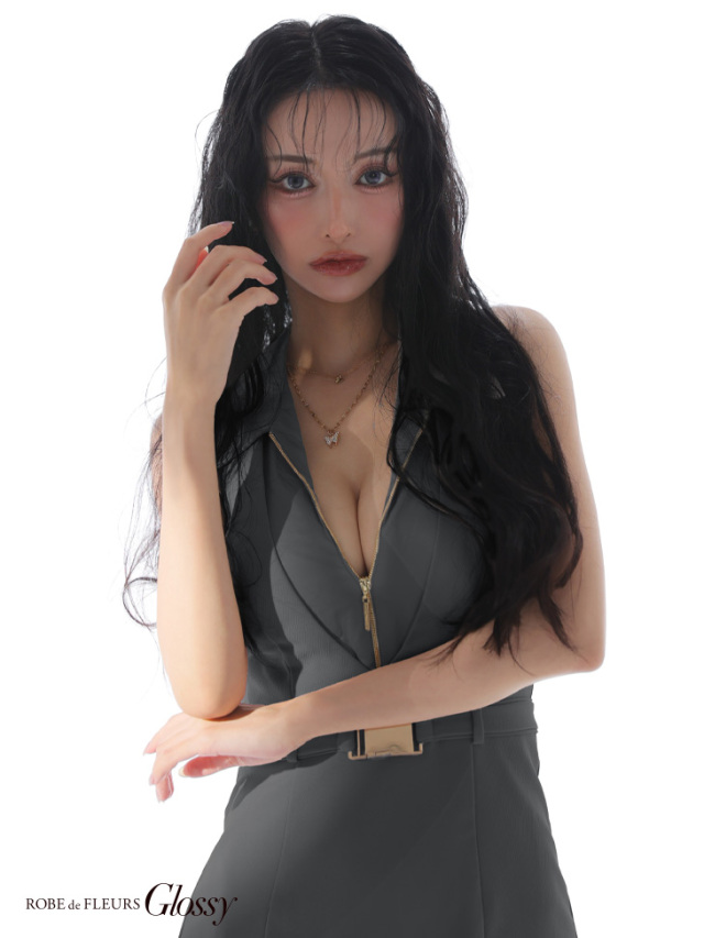 XS~Lサイズあり】襟付きレイヤードデザインフレアミニキャバドレス(GL3937)