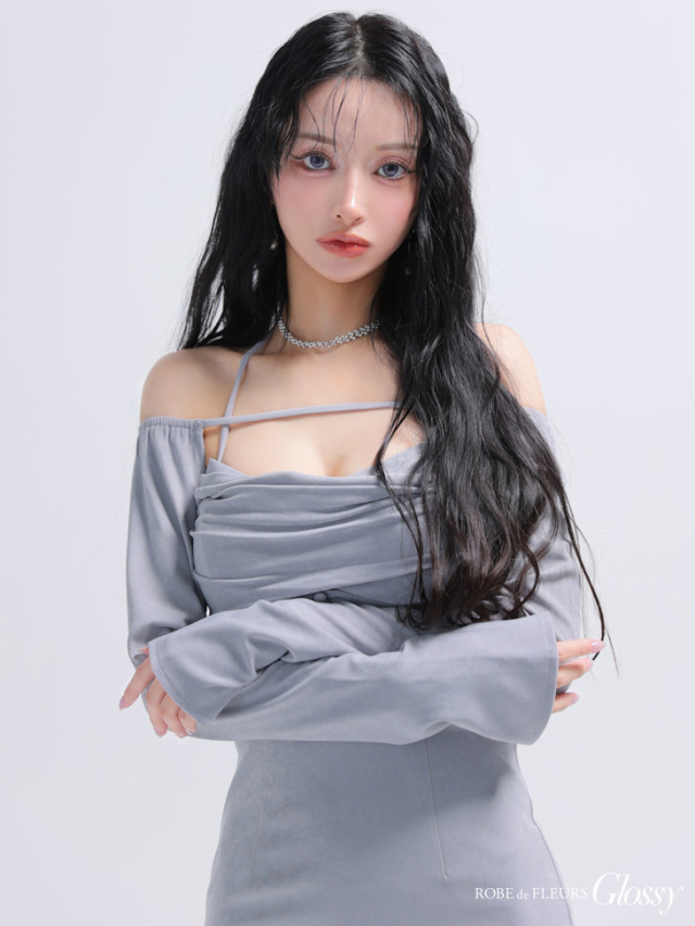 XSサイズあり】ボレロスエードホルタータイトミニキャバドレス