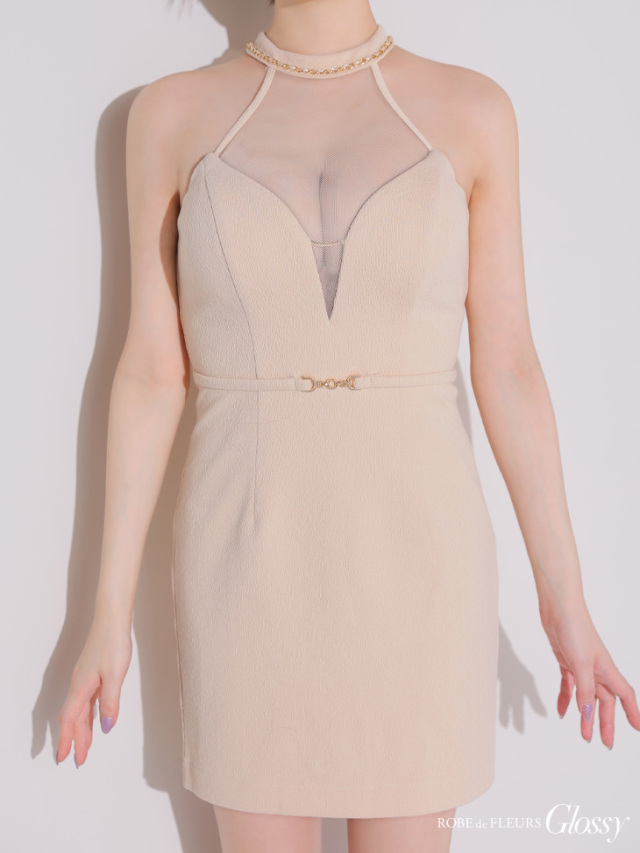 XS～Lサイズあり】シアーバストホルターワッフルミニキャバドレス(GL3942)