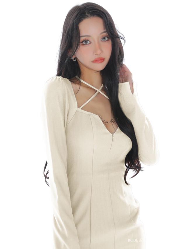 アイボリーロングスリーブドレス XS-Lサイズあり【ERUKEI エルケイ】総レース/ シアー/ ロング