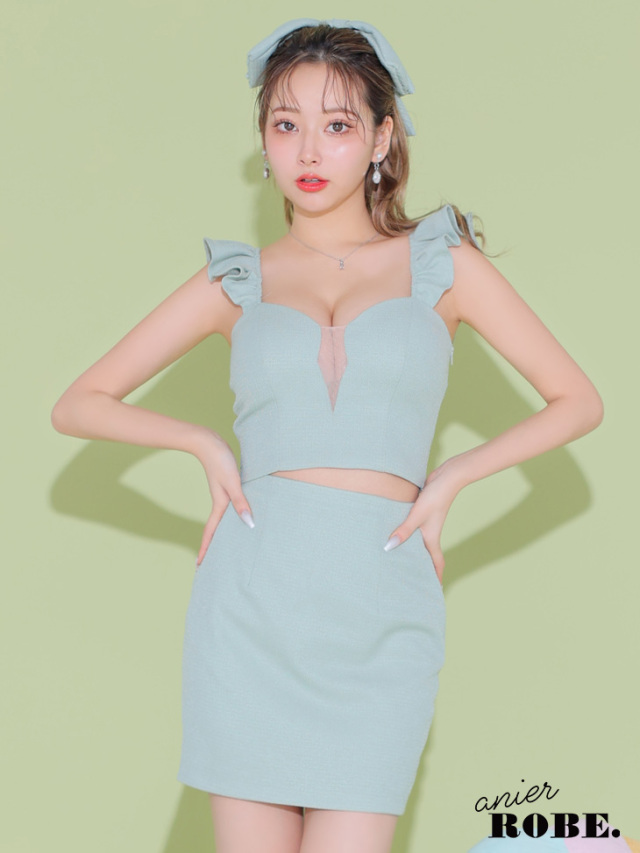 【XSサイズあり】bust cut frill setup dress (anier4036)