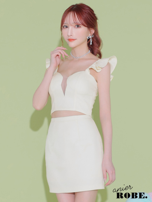 【XSサイズあり】bust cut frill setup dress (anier4036)