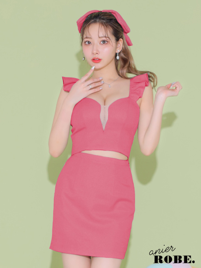 【XSサイズあり】bust cut frill setup dress (anier4036)