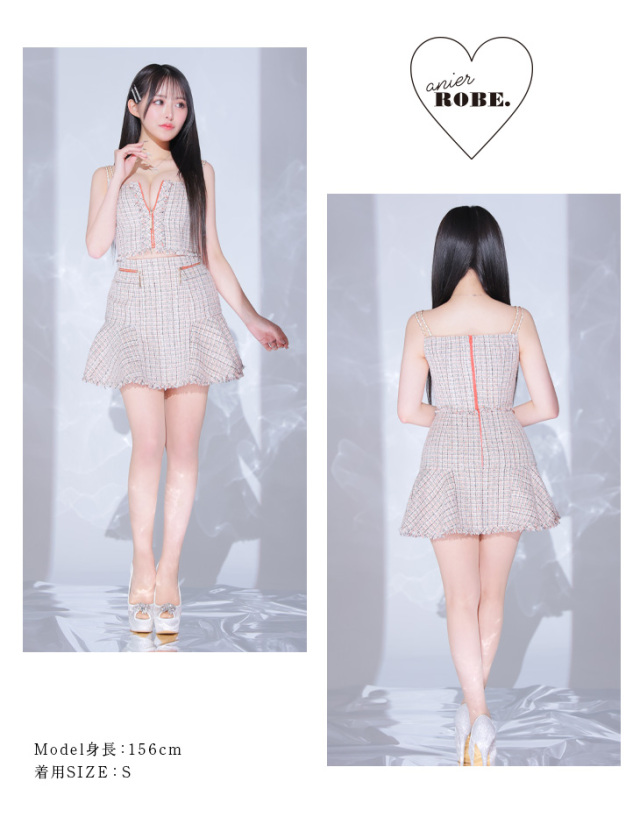 【XSサイズあり】setup cami check tweed dress(anier4040)